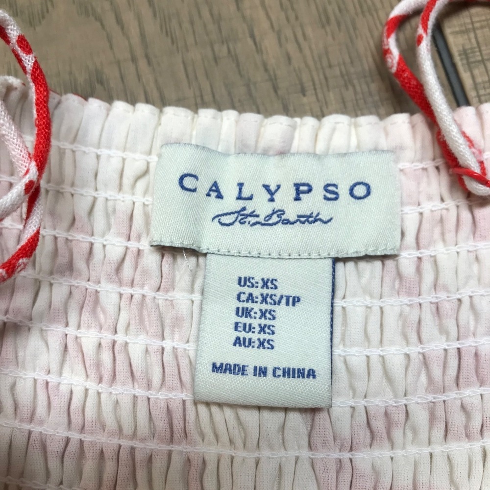Calypso St. Barth Maxi Dress Womens Sz XS Red Shell Coral Linen Blend Beach Sea - Picture 5 of 12